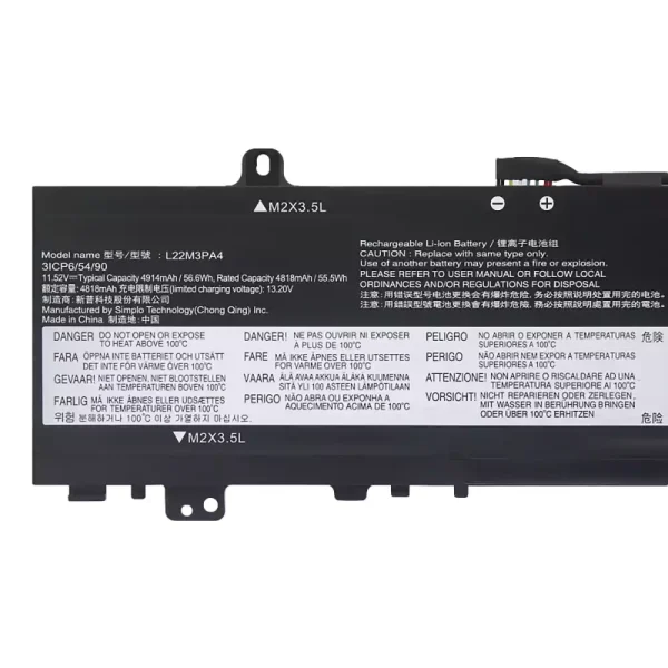 Bateria Notebook LENOVO L22M3PA4 L22B3PA4 L22C3PA4 L22B3PA3 L22C3PA3 L22M3PA3 - Image 3
