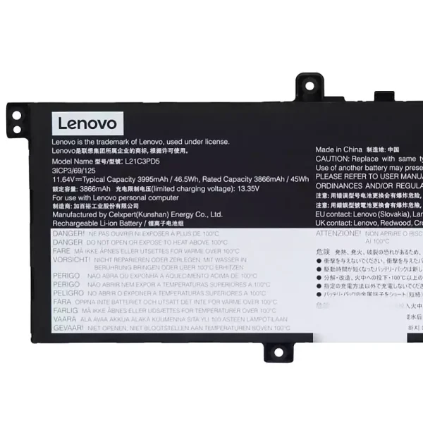 Bateria Notebook LENOVO L21C3PD5 L21L3PD5 L21M3PD5 - Imagem 3