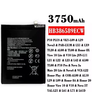 Bateria HB386589ECW para HUAWEI P10 PLUS /Honor 8X / View 10 Lite / V10 Lite / P10 Pro / Nova 3a /Mate 20 Lite / Nova4 / Honor 8A / Honor 20 / Honor View 10 / V10 / Nova 5T