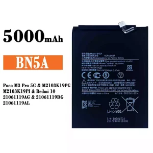 Bateria BN5A para Xiaomi Poco M3 Pro 5G / Redmi 10