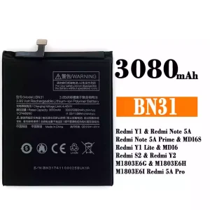Bateria BN31 para Xiaomi Redmi Y1 / Redmi Note 5A /Redmi Y1 Lite  / Redmi S2 / Redmi Y2  / Redmi 5A Pro