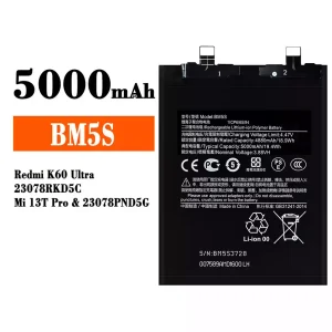 Bateria BM5S para Xiaomi Redmi K60 Ultra / Mi 13T Pro