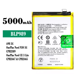 Bateria BLP989 para OPPO A98 5G /OnePlus Nord N30 5G /OnePlus Nord CE 3 Lite
