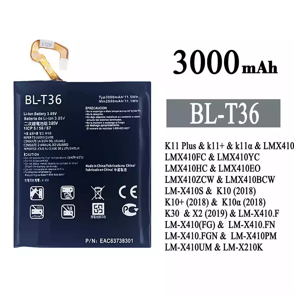 Bateria BL-T36 para LG K11 Plus /K10 / K10+